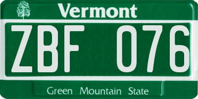 VT license plate ZBF076