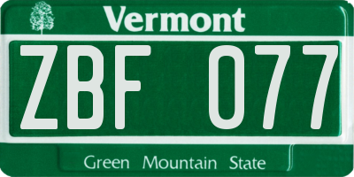 VT license plate ZBF077