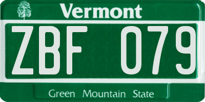 VT license plate ZBF079