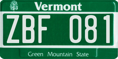 VT license plate ZBF081