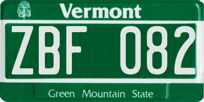 VT license plate ZBF082