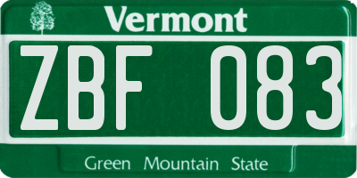 VT license plate ZBF083