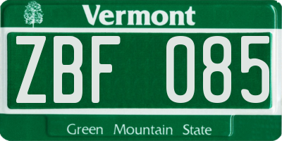 VT license plate ZBF085