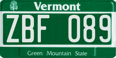 VT license plate ZBF089