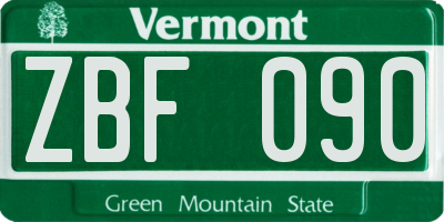 VT license plate ZBF090