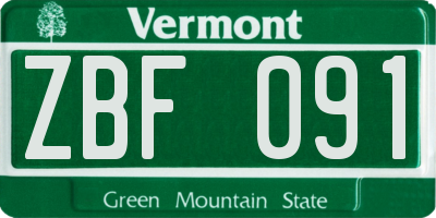 VT license plate ZBF091