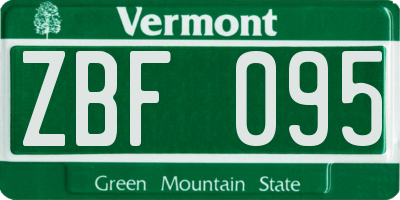 VT license plate ZBF095