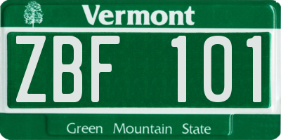 VT license plate ZBF101