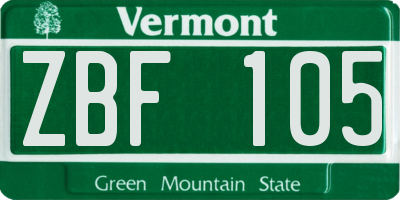 VT license plate ZBF105