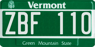 VT license plate ZBF110