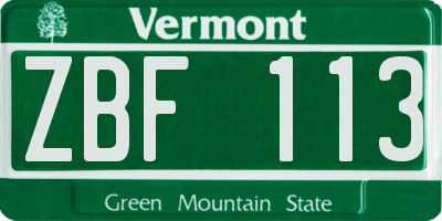 VT license plate ZBF113