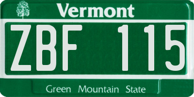 VT license plate ZBF115