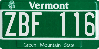 VT license plate ZBF116