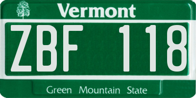 VT license plate ZBF118
