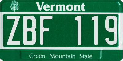 VT license plate ZBF119