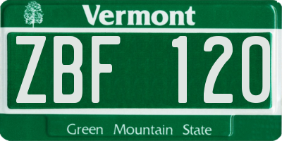 VT license plate ZBF120