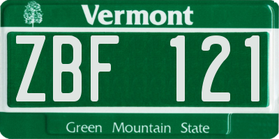 VT license plate ZBF121