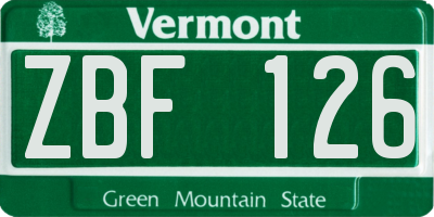 VT license plate ZBF126