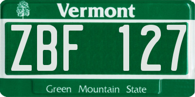 VT license plate ZBF127