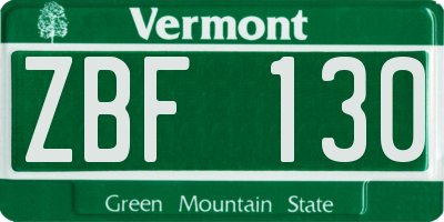 VT license plate ZBF130