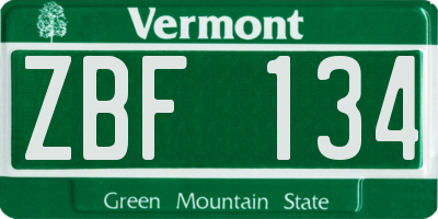 VT license plate ZBF134