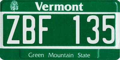 VT license plate ZBF135