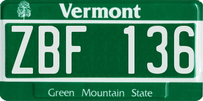 VT license plate ZBF136
