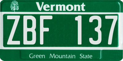 VT license plate ZBF137