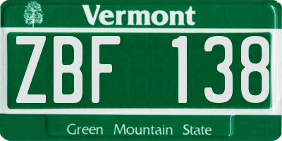 VT license plate ZBF138