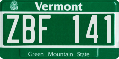 VT license plate ZBF141