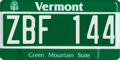 VT license plate ZBF144