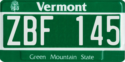 VT license plate ZBF145