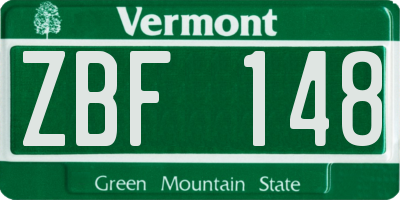 VT license plate ZBF148