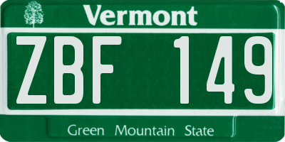 VT license plate ZBF149