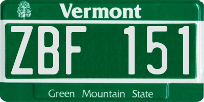 VT license plate ZBF151