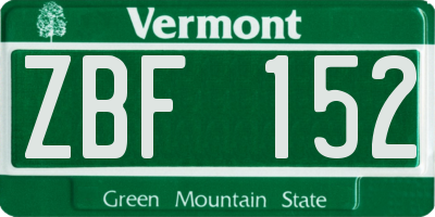 VT license plate ZBF152