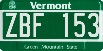 VT license plate ZBF153