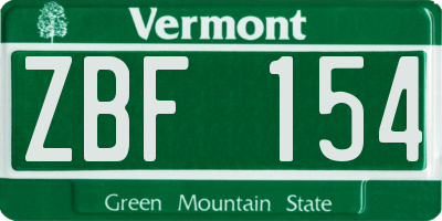 VT license plate ZBF154