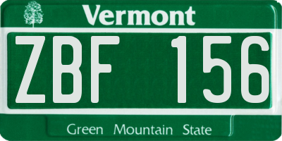 VT license plate ZBF156