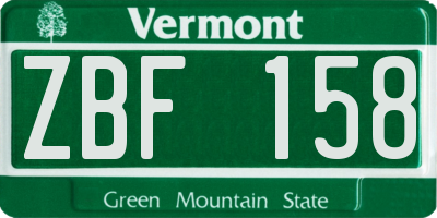VT license plate ZBF158