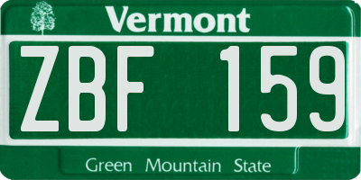 VT license plate ZBF159
