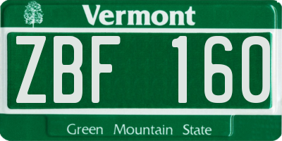 VT license plate ZBF160