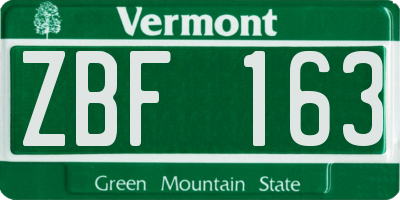 VT license plate ZBF163
