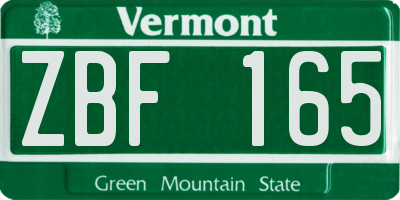 VT license plate ZBF165