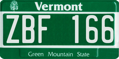 VT license plate ZBF166