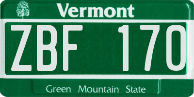 VT license plate ZBF170