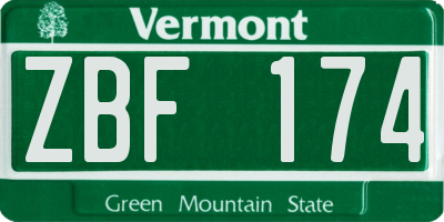 VT license plate ZBF174