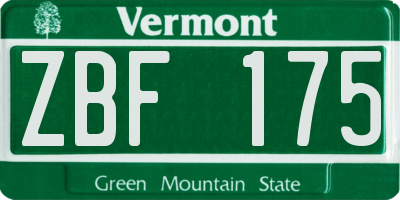 VT license plate ZBF175