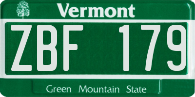 VT license plate ZBF179