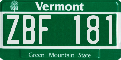 VT license plate ZBF181